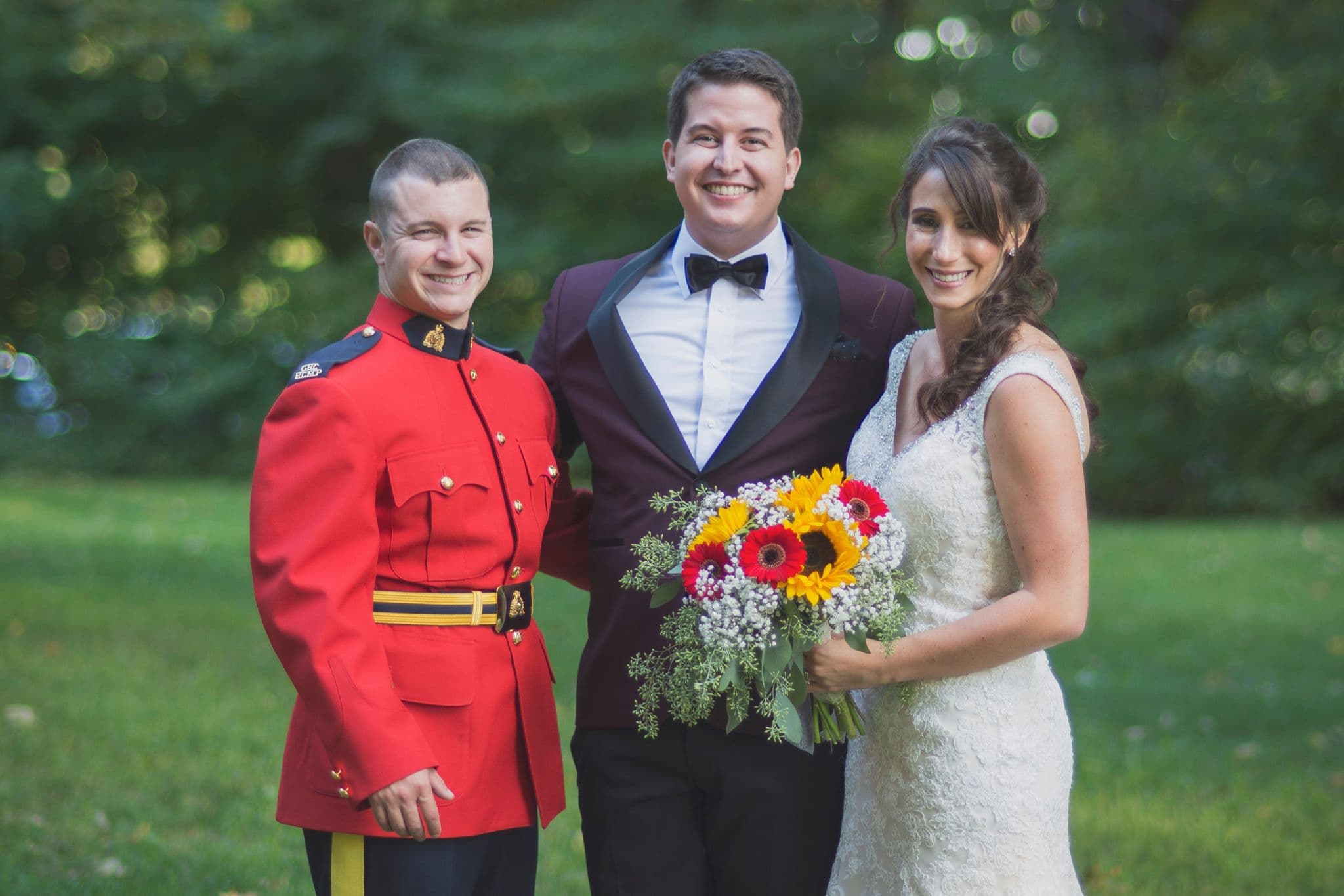 Brandon Bay with some friends on their wedding day, for whom he performed the ceremony