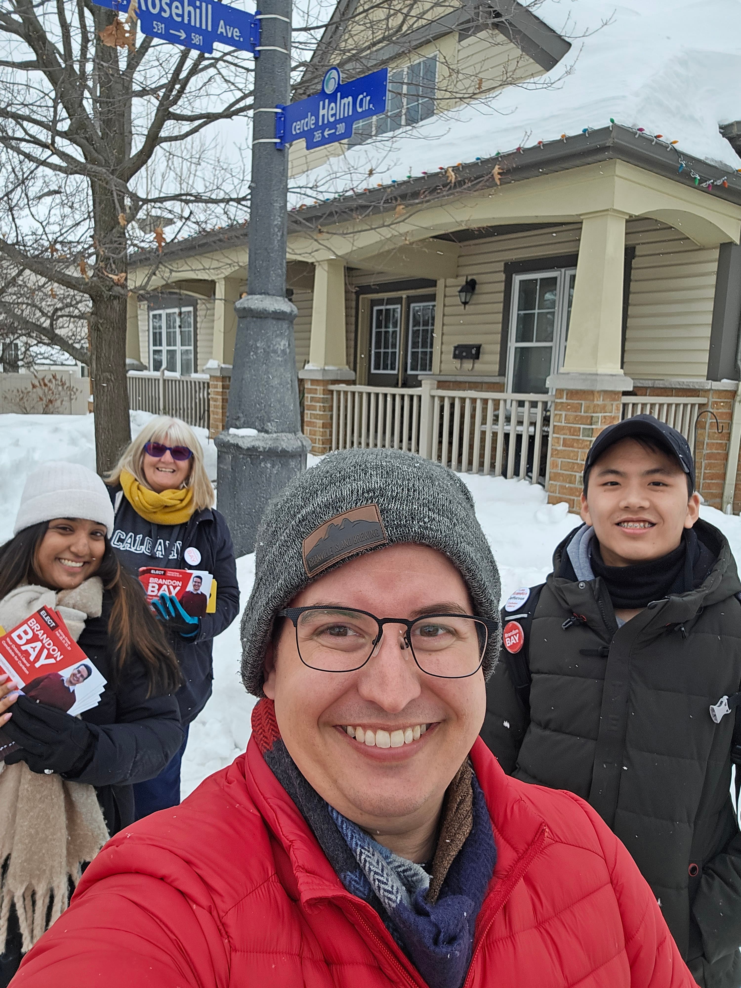 Canvassing with volunteers in Carleton