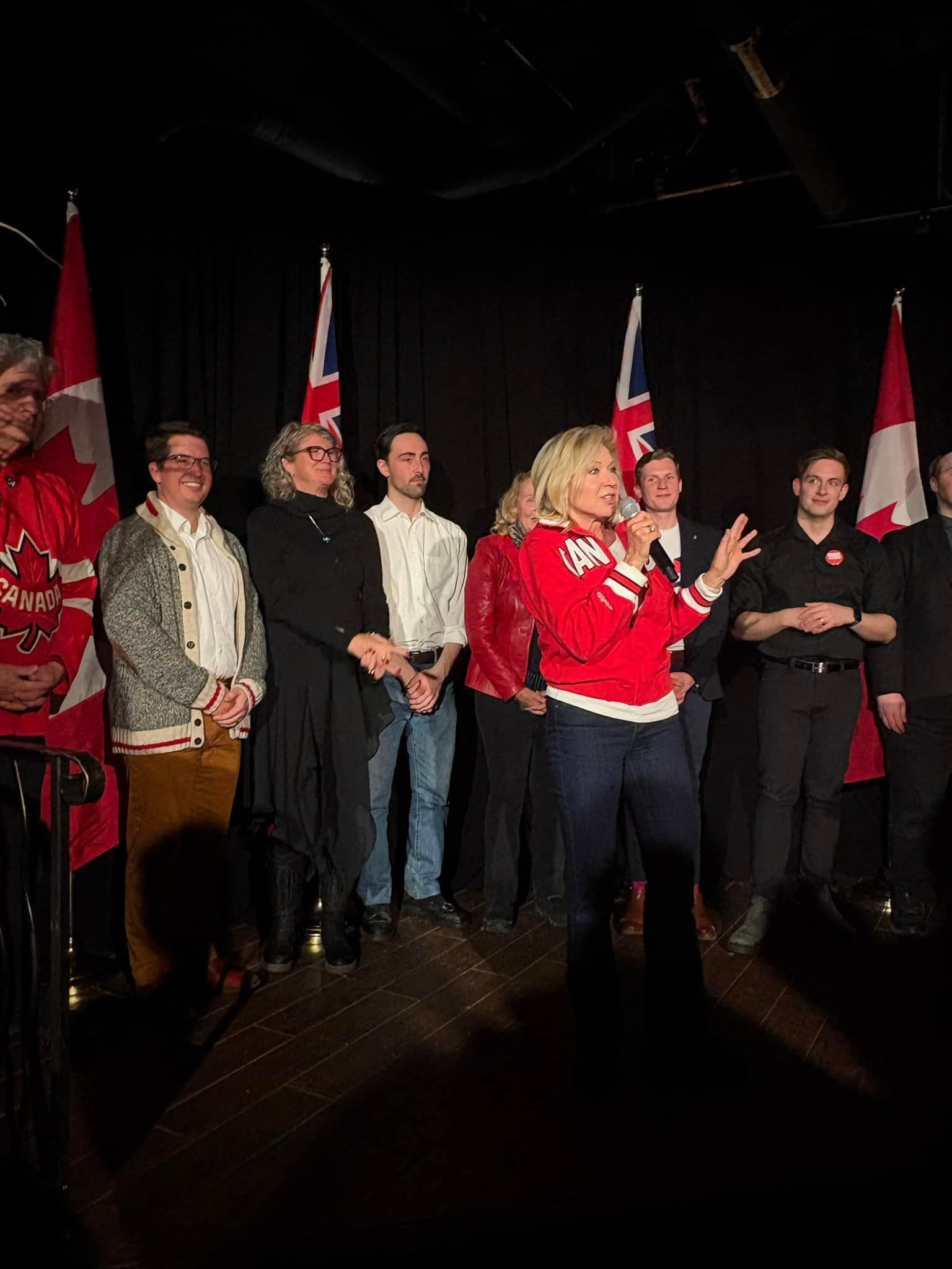 Brandon Bay at an OLP campaign rally