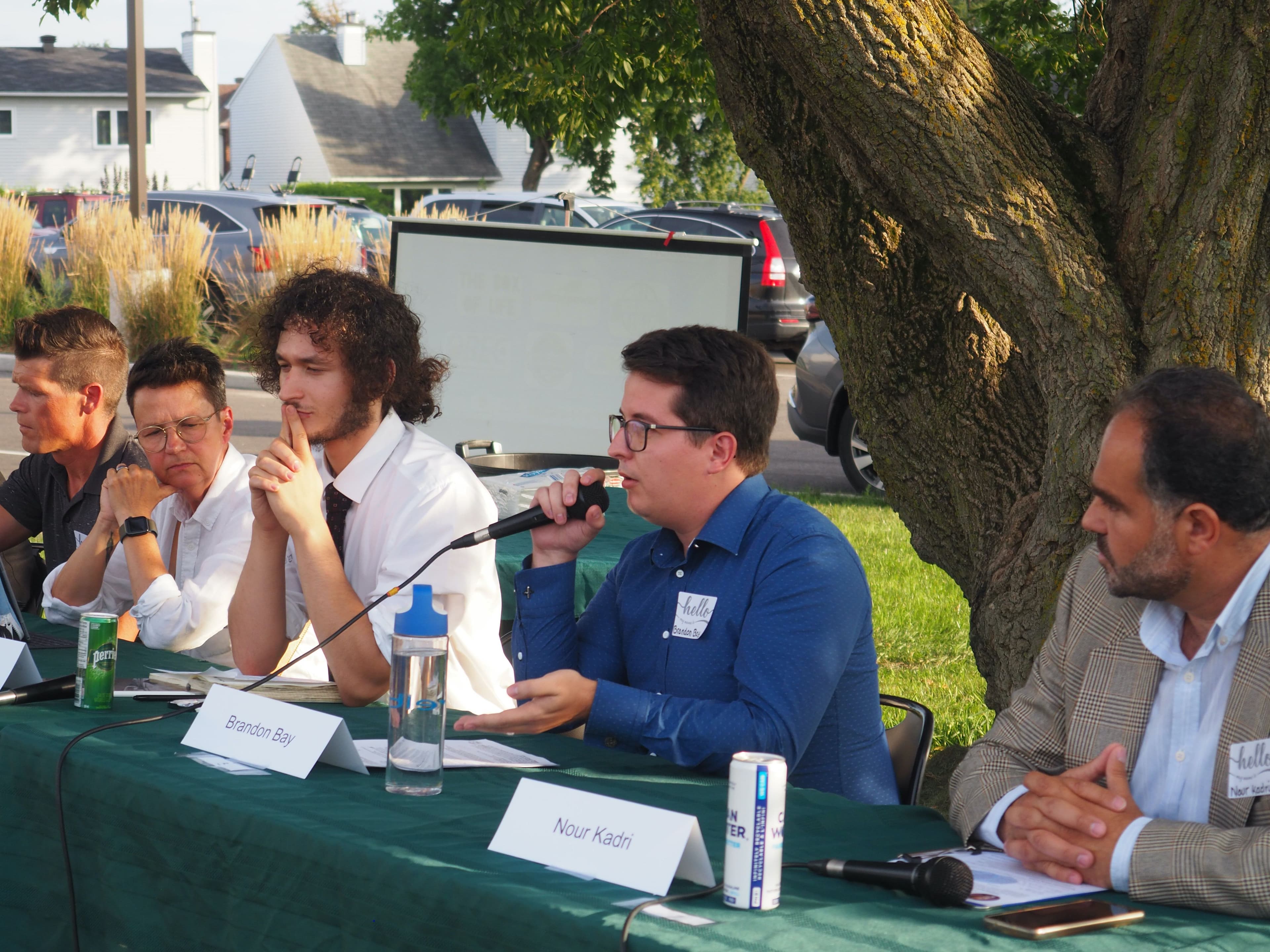 Brandon Bay at a mayoral debate, 2022