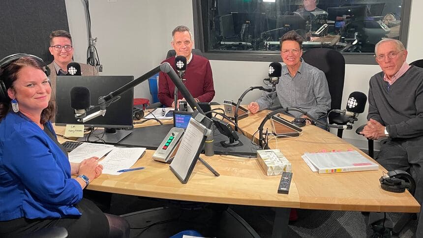 Brandon Bay at a radio mayoral debate, 2022