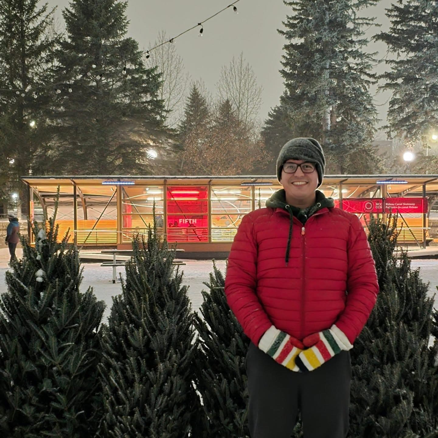 Posing for a photo on the Rideau Canal skateway