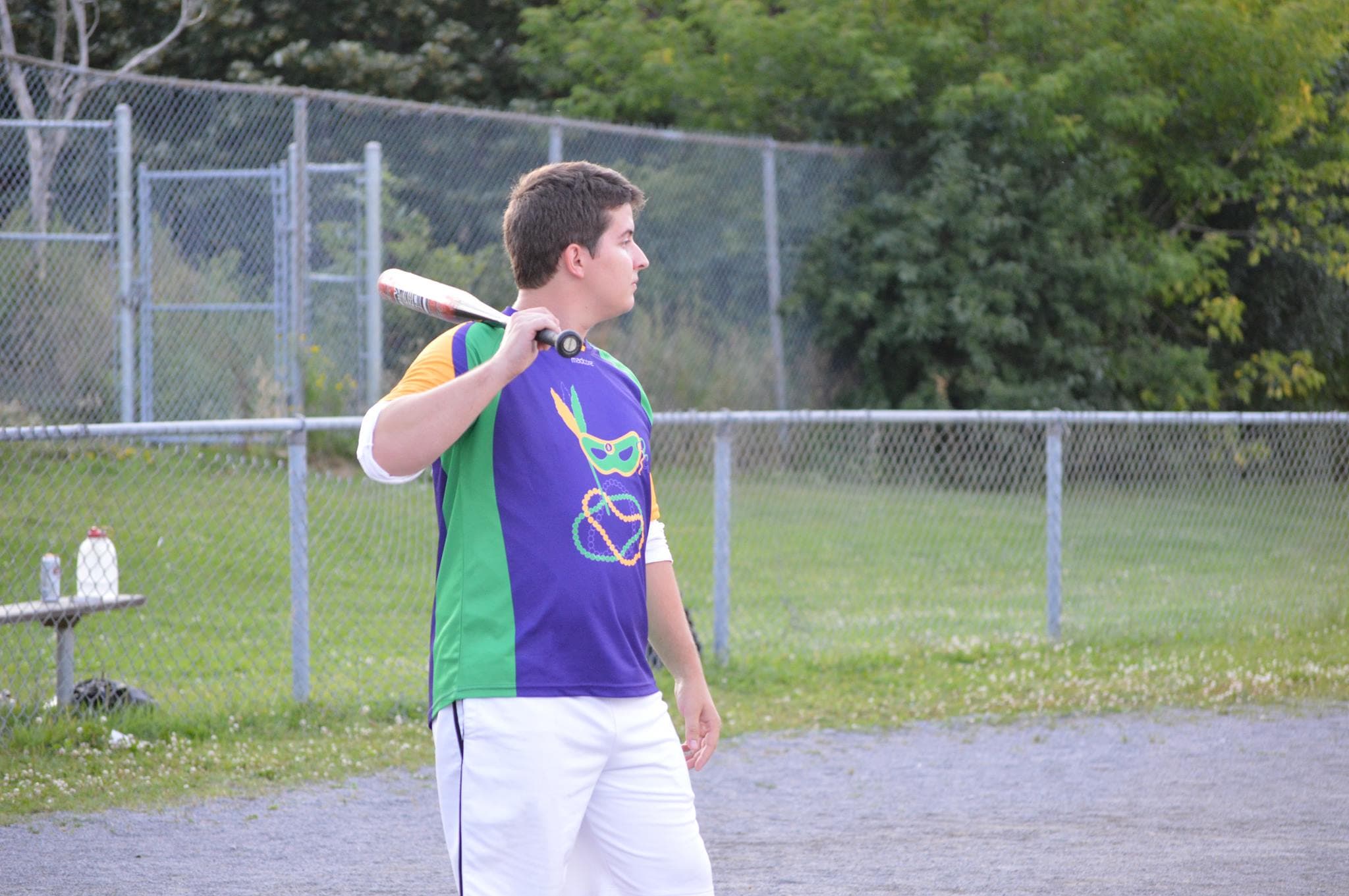 Brandon waiting for a pitch in rec softball